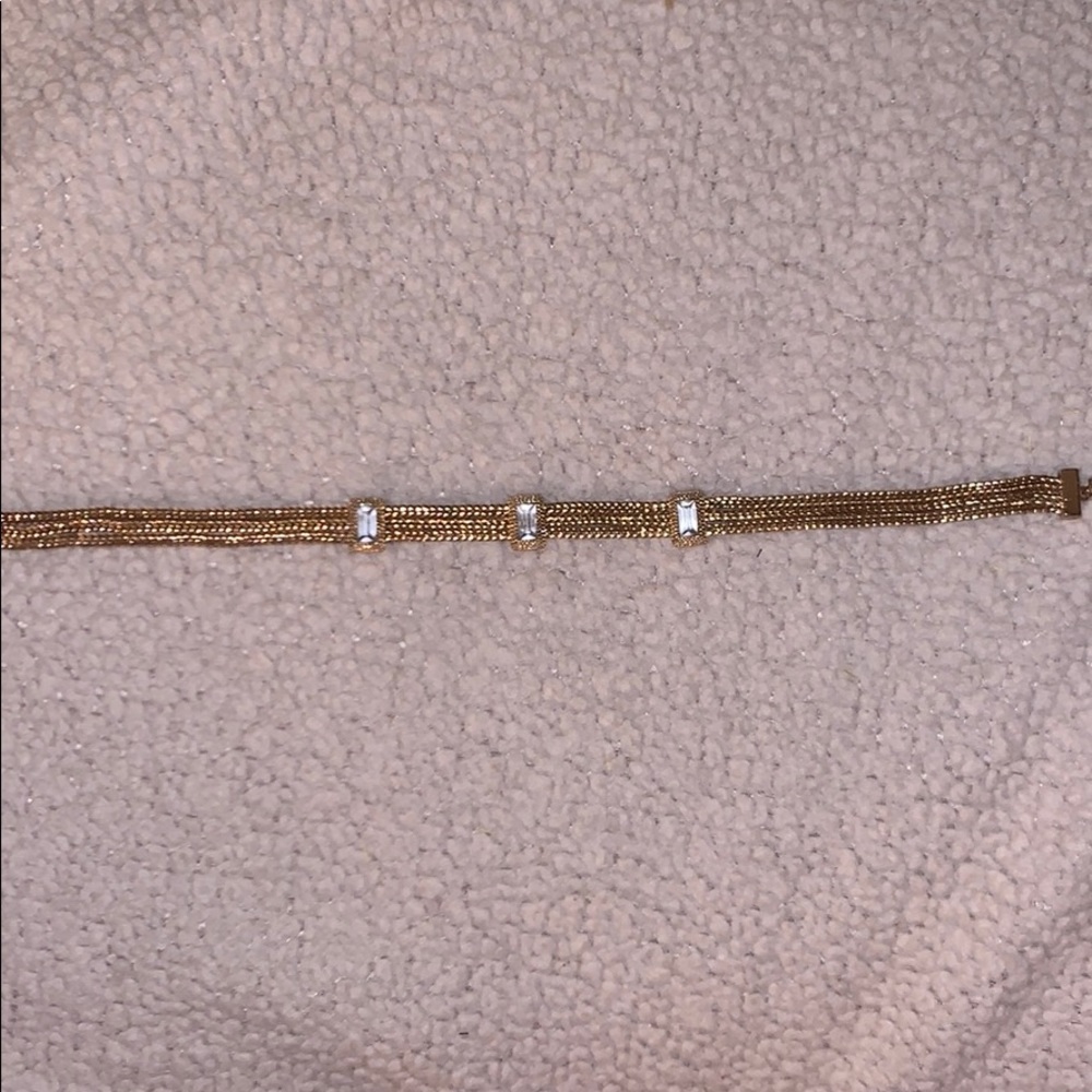 Gold chain choker with accent crystals